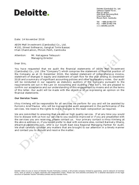 audit engagement letter .